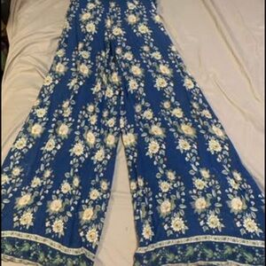 Show Me Your MuMu Blue Floral Wide Leg Pants